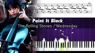 Wednesday Plays The Cello (Paint It Black) - Piano Tutorial + SHEETS