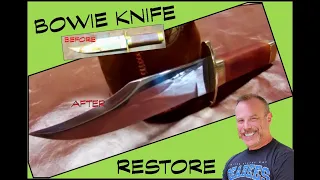 Bowie Knife Restoration - Vintage Rusty knife restore - CVA Hunting knife - Pioneer - w/ USMC emblem