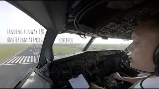 Approach and landing runway 18R Amsterdam airport Schiphol (AMS EHAM)