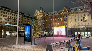 Sweden 🇸🇪;spectacular vibes in Stockholm;walking among Christmas lights in a snowy evening