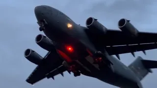 USAF C17 Globemaster close approach on Ramstein Airbase (RMS)