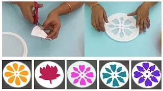 Easy rangoli designs with stencils | Simple ways to make kolam stencils | rangoli hacks