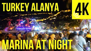 Turkey Alanya Marina Night Walk 4K