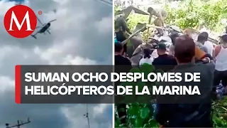 Captan en video caída de helicóptero de la Marina en Tabasco