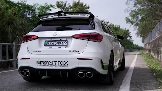 A45S AMG W177 ARMYTRIX Decat Test Pipe + Standard Stock Exhaust, Revs Fly by Sound, Brabus Spoiler