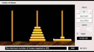 Tower of Hanoi 8 Discs Optimal