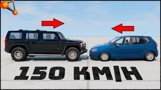 HUMMER H3 vs VW POLO! 150 Km/H CRASH TEST! - BeamNg Drive