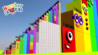 Numberblocks Step Squad 1 to 10 vs 1000 to 20 Million BIGGEST Standing Tall Number Pattern