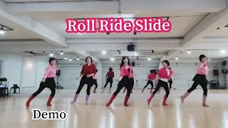 Roll Ride Slide Line Dance (Phrased Easy Intermediate) Demo 💃💃