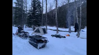 Snowmobile Winter Camping in the Kodiak Flexbow tent by way of my RMK Pro
