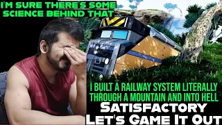Satisfactory gameplay - I Built a Railway System Literally Through a Mountain and Into Hell