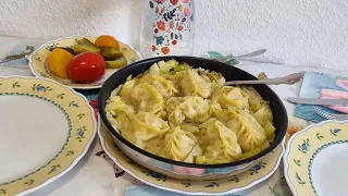 Манты на овощной подушке!Очень быстро и вкусно!