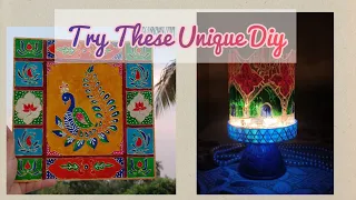 Try These Diy Ideas To Decorate Your Home ।। Tried Diy  Meenakari Wall Decor ।। Diy With Glass Color