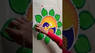 Peacock Rangoli by Sangeeta 🦚✨ #shorts #viral #shortvideo #easy #simple #short #goviral #video