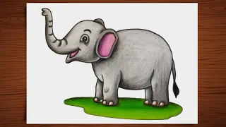 Elephant Drawing || Elephant Colour || Elephant Drawing Colour