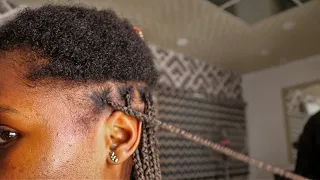 Wow😮 I tried getting knotless box braids on my short 4c natural hair | Protective style | HAIR VLOG