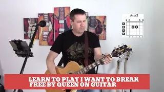 How to play I Want To Break Free by Queen on guitar (easy guitar lesson and cover)