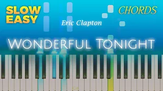 Eric Clapton - Wonderful Tonight - SLOW EASY CHORDS Piano TUTORIAL by Piano Fun Play