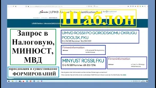 Запрос в Налоговую, МИНЮСТ, МВД / Шаблон / юрисдикция и существование формирований / г. Подольск