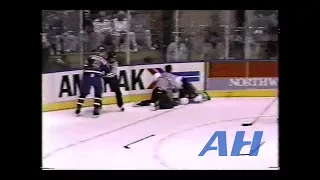 NHL Feb. 28, 1990 Los Angeles Kings v Edmonton Oilers (R) Mike Allison v Jeff Beukeboom (R)