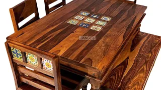 Tiles Dining Table Set - Sheesham wood made- Durable quality Lowest price- Buy Now