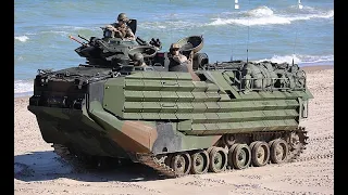 The Amphibious Assault Vehicle AAVP-7A1 is a fully tracked amphibious landing vehicle