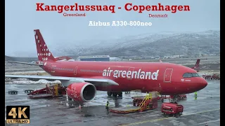 Air Greenland Airbus A330-800neo, Kangerlussuaq to Copenhagen - 4K