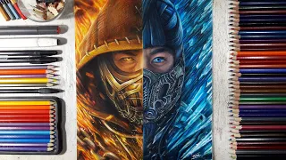 Drawing Scorpion vs Sub-Zero (Mortal Kombat) | Fame Art