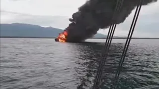 The Actual Footage of Burning  Fast Craft Vessel @ Real Quezon Rescue by the Crew of M/V Syvel 808