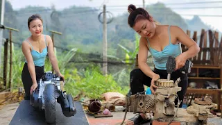 Genius girl repairs and restores HONDA engines picked up at the junkyard |Hue Mechanic