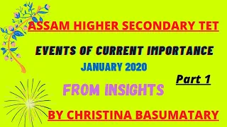 Assam Higher Secondary TET PAPER 2 OPTION C II Events of current Importance II January 2020