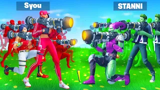 50 ROTE SKINS gegen 50 GRÜNE SKINS in Fortnite!