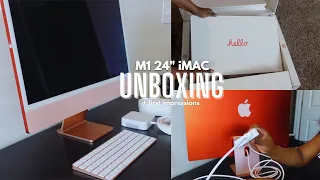 UNBOXING NEW PINK M1 iMAC 24 INCH DESKTOP | SETUP, CUSTOMIZATION + FIRST IMPRESSIONS