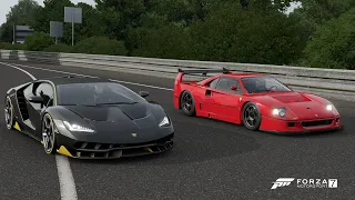 Forza 7 Drag race: Lamborghini Centenario vs Ferrari F40 Competitzione