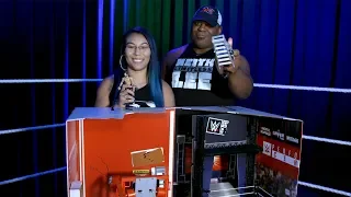 Mia Yim and Keith Lee unbox the WWE Wrekkin’ Performance Center from Mattel