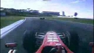 Michael Schumacher overtakes Barrichello Brazil 2006