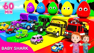 Soccer ball shaped wheels - Baby Shark + Wheels On the Bus song -  Baby Nursery Rhymes & Kids Songs