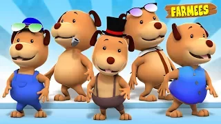 Five Little Dogs | Dog Song | Nursery Rhymes For Kids | Children Songs by Farmees