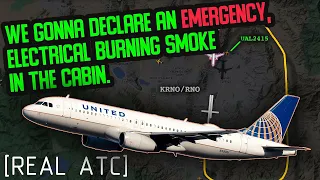 Electrical BURNING SMELL in the Cabin. Emergency United Airbus A320. REAL ATC