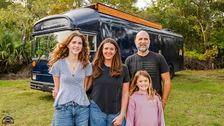 Family's Raised Roof School Bus Tiny Home