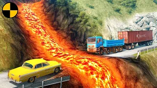 Cars vs Lava Crosses Road 😱 BeamNG.Drive