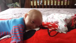 Twins doing tummy time for the first time