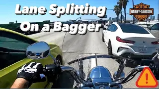 Lane Splitting on Harley Road King Bagger (Biker Bar in Los Angeles)