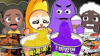 Banana Cat VS I TRIED THE GRIMACE SHAKE Mukbang COMPLETE EDITION! | AMANDA ANIMATION | ASMR | MYMY