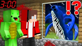 Why Scary BLUE BANBAN ATTACK HOUSE JJ and Mikey At Night in Minecraft? - Maizen JJ Mikey