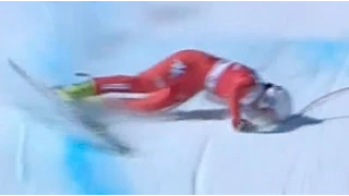 Johanna Schnarf's falling / Невероятное падение на Super-G (March 18, 2015)