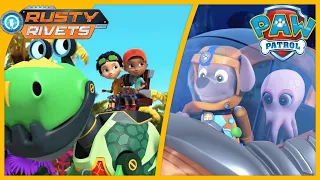 Paw Patrol Adventure with Squiddy! + Rusty Rivets Dino Rescue☀️ | Cartoon for Kids | 🌈3H Compilation