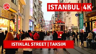 Taksim-Istiklal Street Night Istanbul 2023 15 January Walking Tour|4k UHD 60fps