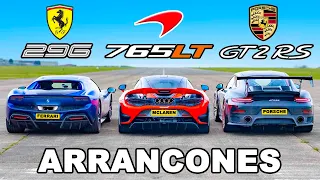 Ferrari 296 GTB vs McLaren 765LT vs Porsche GT2 RS: ARRANCONES