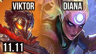 VIKTOR vs DIANA (MID) | Rank 2 Viktor, 7/1/8, Godlike, Rank 23 | NA Challenger | v11.11